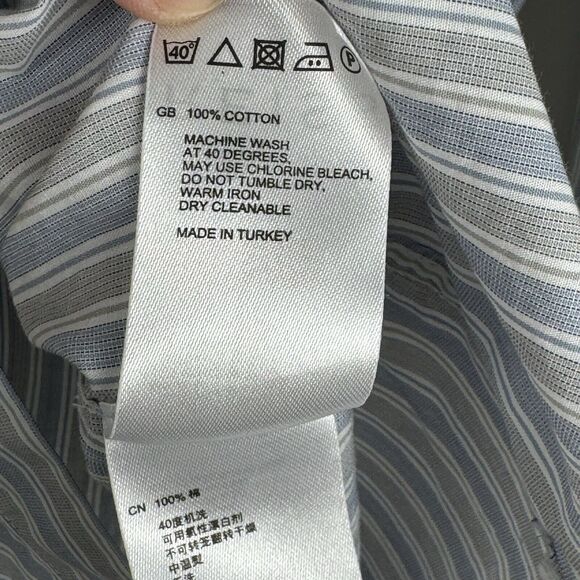 Reiss Long Sleeve Button Up Shirt Light Blue Striped Size Small Dress Preppy - Picture 5 of 6